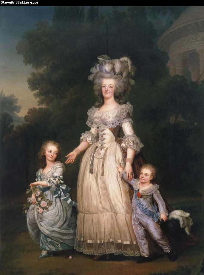 Adolf-Ulrik Wertmuller Queen Mary Antoinette with sina tva baby in Triangle park